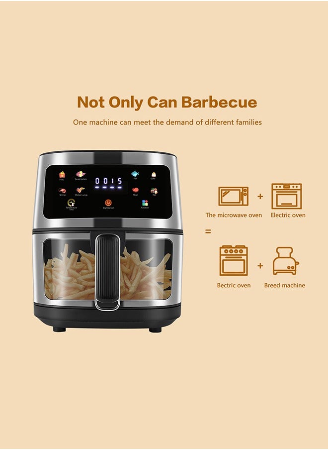 Digital Air Fryer Large Size With One-touch Panel, 360° Turbo Airflow Tech, Nonstick Air Fryers Basket,Dishwasher-safe,Automatic power-off memory 6.8L 2000W KW-0634 Black