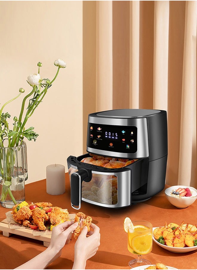 Digital Air Fryer Large Size With One-touch Panel, 360° Turbo Airflow Tech, Nonstick Air Fryers Basket,Dishwasher-safe,Automatic power-off memory 6.8L 2000W KW-0634 Black