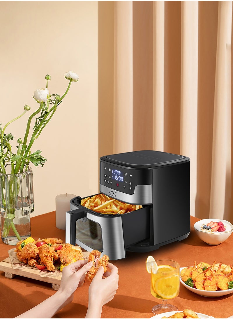 Digital Air Fryer Large Size With One-touch Panel, 360° Turbo Airflow Tech,6 recipes, Nonstick Air Fryers Basket,Dishwasher-safe,Automatic power-off memory 10L,1800W,L-6708 Light Grey