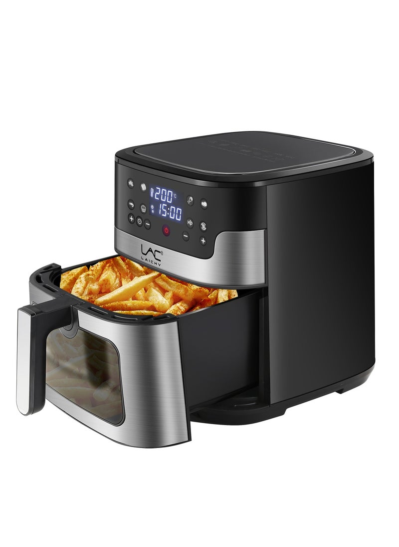 Digital Air Fryer Large Size With One-touch Panel, 360° Turbo Airflow Tech,6 recipes, Nonstick Air Fryers Basket,Dishwasher-safe,Automatic power-off memory 10L,1800W,L-6708 Light Grey