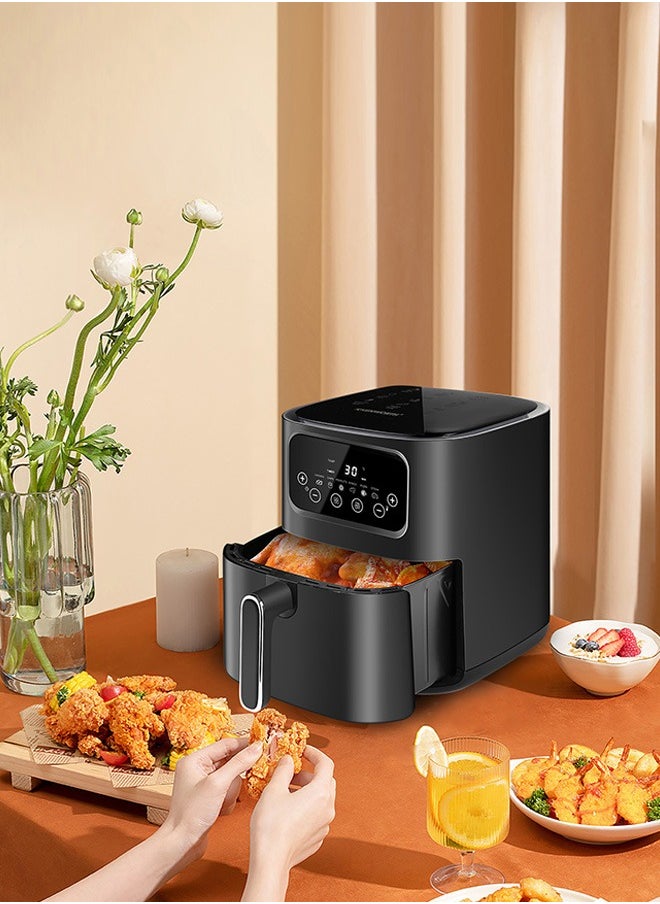 Air Fryers 10L Large Size , 6 Presets, One-touch Panel, 360° Turbo Airflow Tech, Nonstick Air Fryer Basket,dishwasher-safe, Elegant Black Design