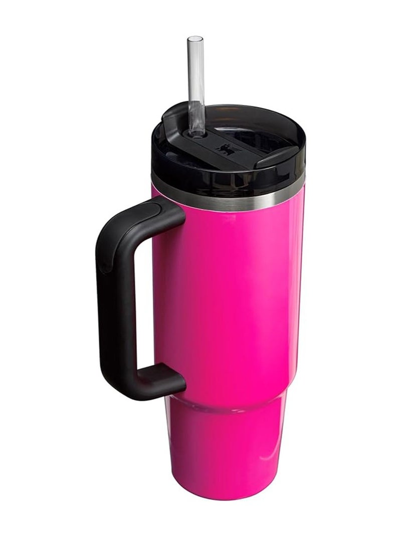 Stanley Quencher H2.0 FlowState Tumbler 30OZ NEON PINK Stainless Steel Vacuum Insulated with 3-Position Lid and Straw Perfect for Water Iced Tea Coffee On-the-Go Hydration Ideal Gift Stanley Cup