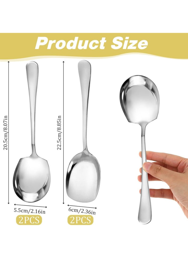 Stainless Steel Large Buffet Serving Spoons with Long Handles Salad Spoon for Kitchen Restaurant Banquet