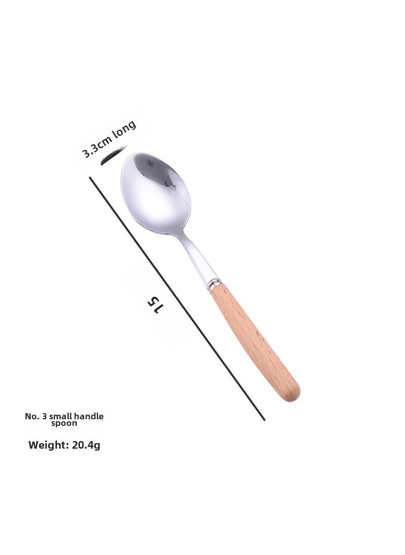 Stainless Steel Cutlery Wooden Handle SetSmall dessert spoon No. 3 Small dessert spoon No. 3