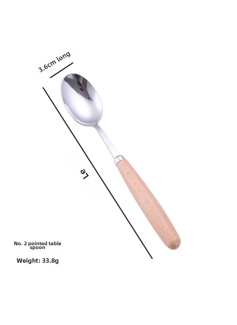 Stainless Steel Cutlery Wooden Handle SetNo. 2 pointed spoon No. 2 pointed spoon