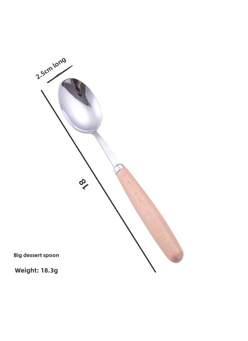 Stainless Steel Cutlery Wooden Handle SetNo. 3 Dessert Spoon No. 3 Dessert Spoon