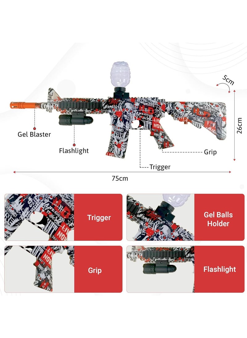 Gel Blaster, Gel Blaster Gun with Automatic Fast Fire Rate, Gel Blasters Toy + Flashlight + Safety Goggles! Gel Gun for Kids + Adults, Gel Gun Blaster, M416 Gel Blaster Sniper, Red