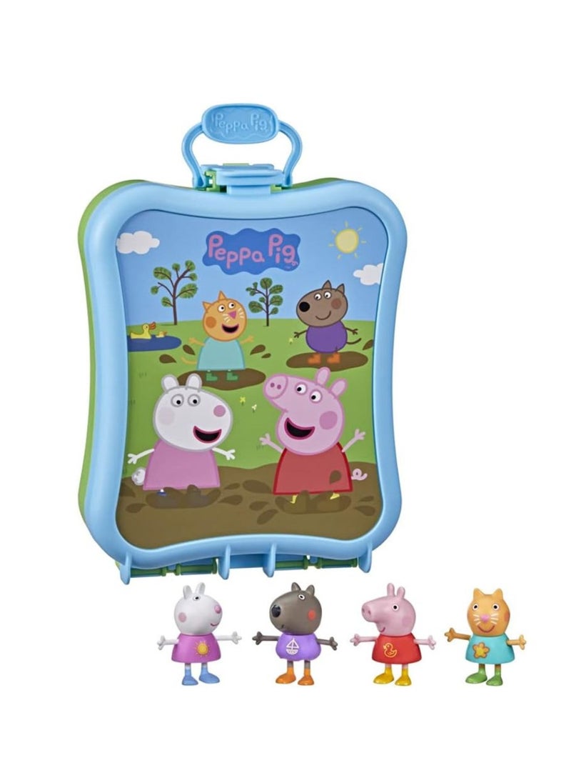 Peppa's Carry-Along Friends Set, 4 Figures with Carrying Case, Ages 3+