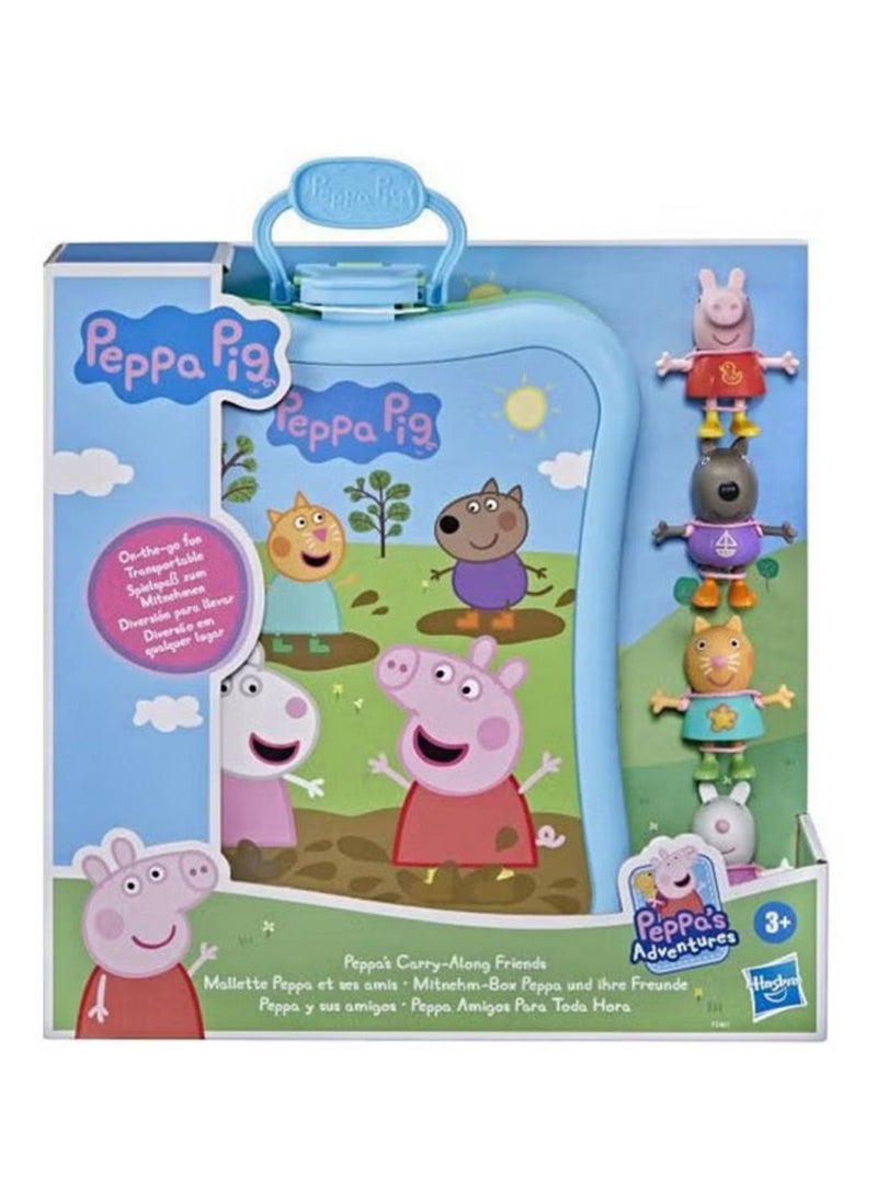 Peppa's Carry-Along Friends Set, 4 Figures with Carrying Case, Ages 3+