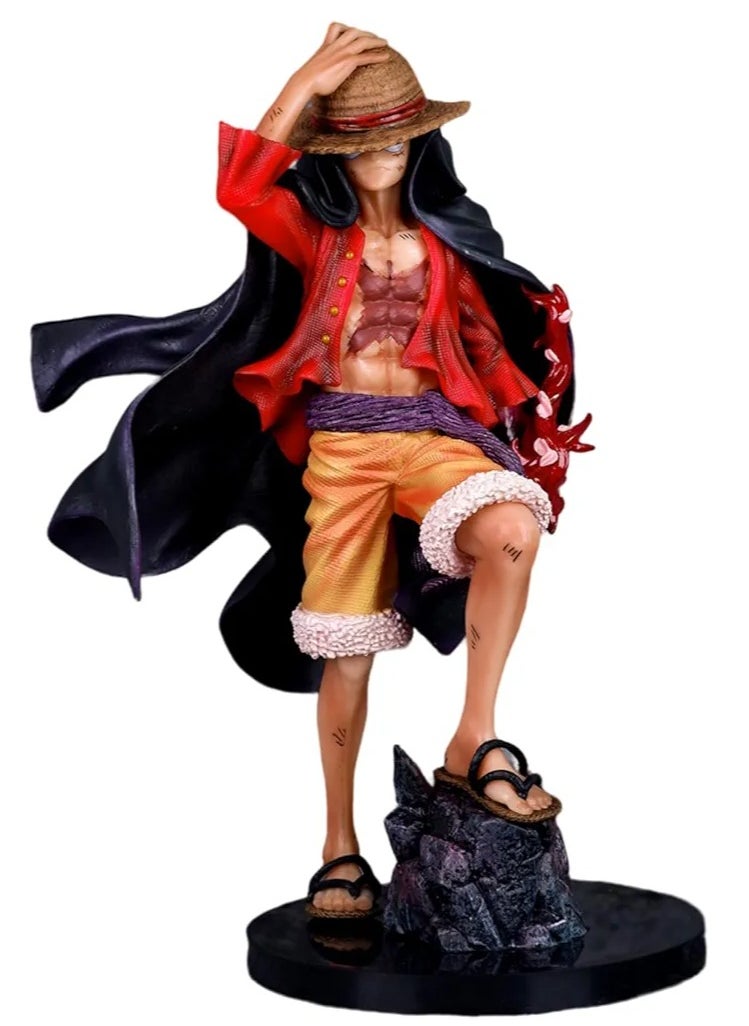 Action Figure Monkey D Luffy Sculpture Four Emperors Yonko Realistic Collectible Character Model Ornaments Statue, Multicolor