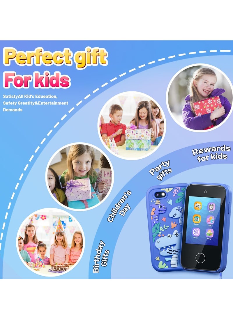 Kids Smart Phone Toys for Boys Ages 3-7 with Dual Camera - Toddler Phone Toys with Learning Games, Travel Toys with MP3 Music Player for Birthday Gifts for 3 4 5 6 7 Year Old Kids (Blue1)