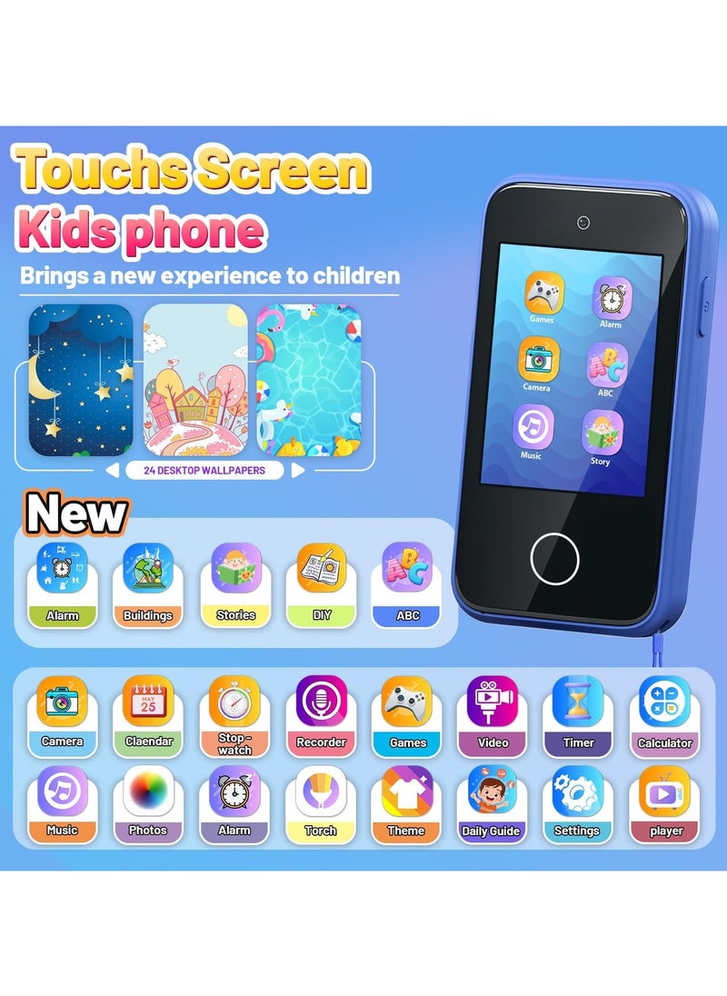 Kids Smart Phone Toys for Boys Ages 3-7 with Dual Camera - Toddler Phone Toys with Learning Games, Travel Toys with MP3 Music Player for Birthday Gifts for 3 4 5 6 7 Year Old Kids (Blue1)