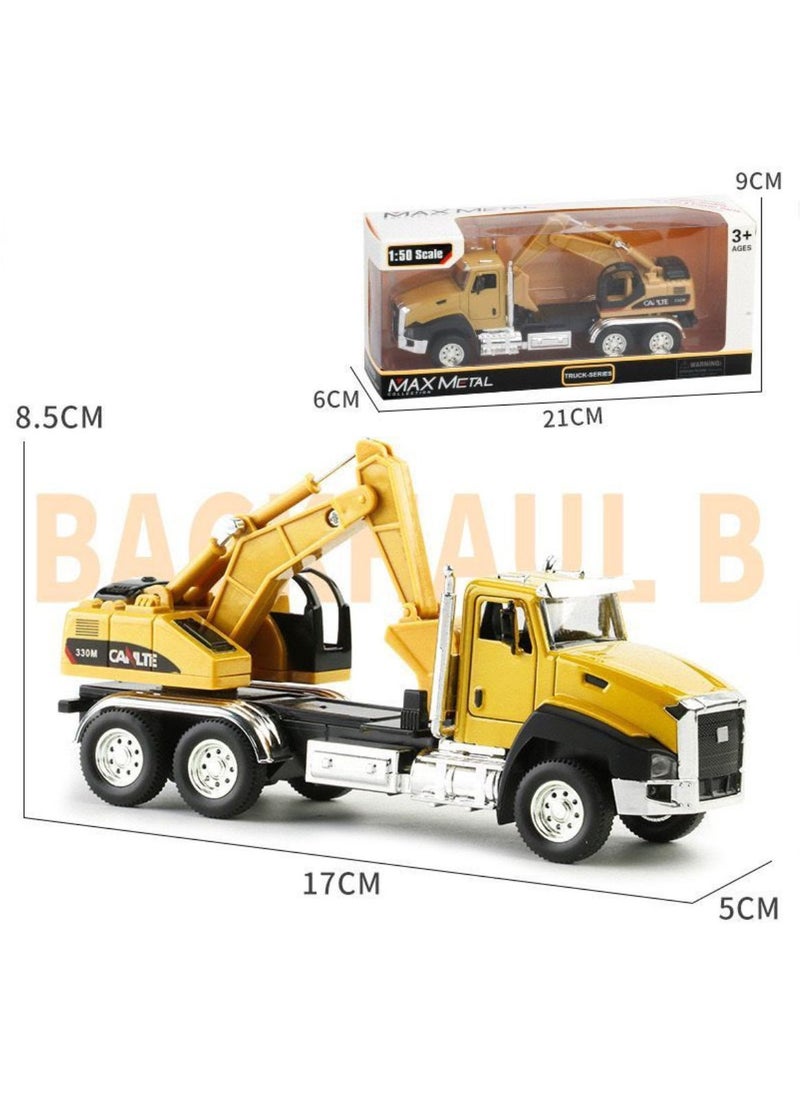 Max Metal Die-Cast Transport Vehicles Truck Toys (3 Pack) 1:50 Pull Back Metal Model (Set Y) Cement Mixer Truck, Excavator Truck and Dump Truck