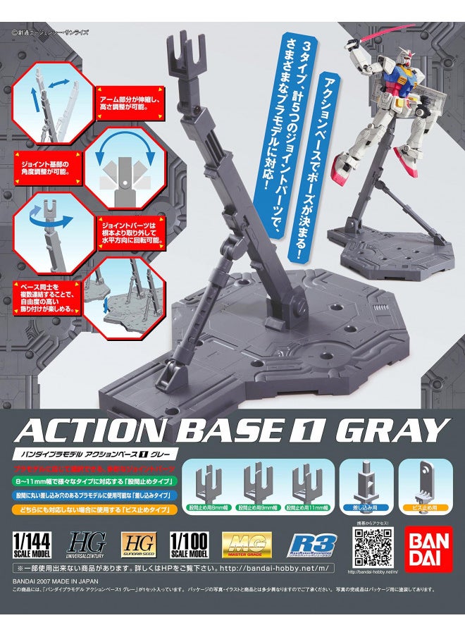 Bandai Hobby Action Base 1 Display Stand (1/100 Scale), Gray