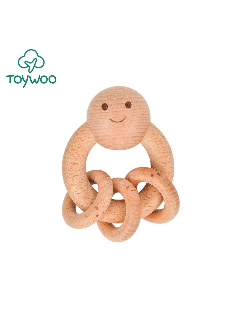 Wooden Rattles Four-piece Set of Hand Rattles Orff Musical Instruments Infant Hand-held Rattles Baby Early Education Toys Octopus rattles