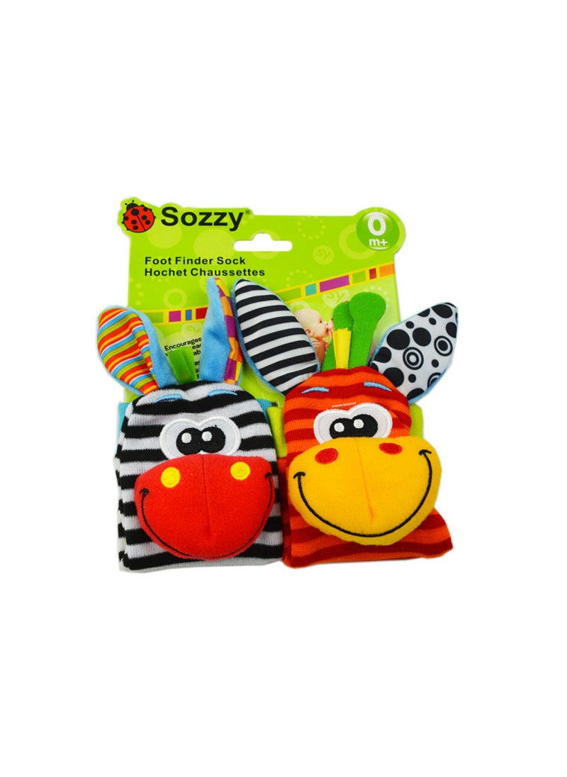 Sozzy Cute Animal Rattle Plush Socks for Babies 0-12M 001 color card socks (double)