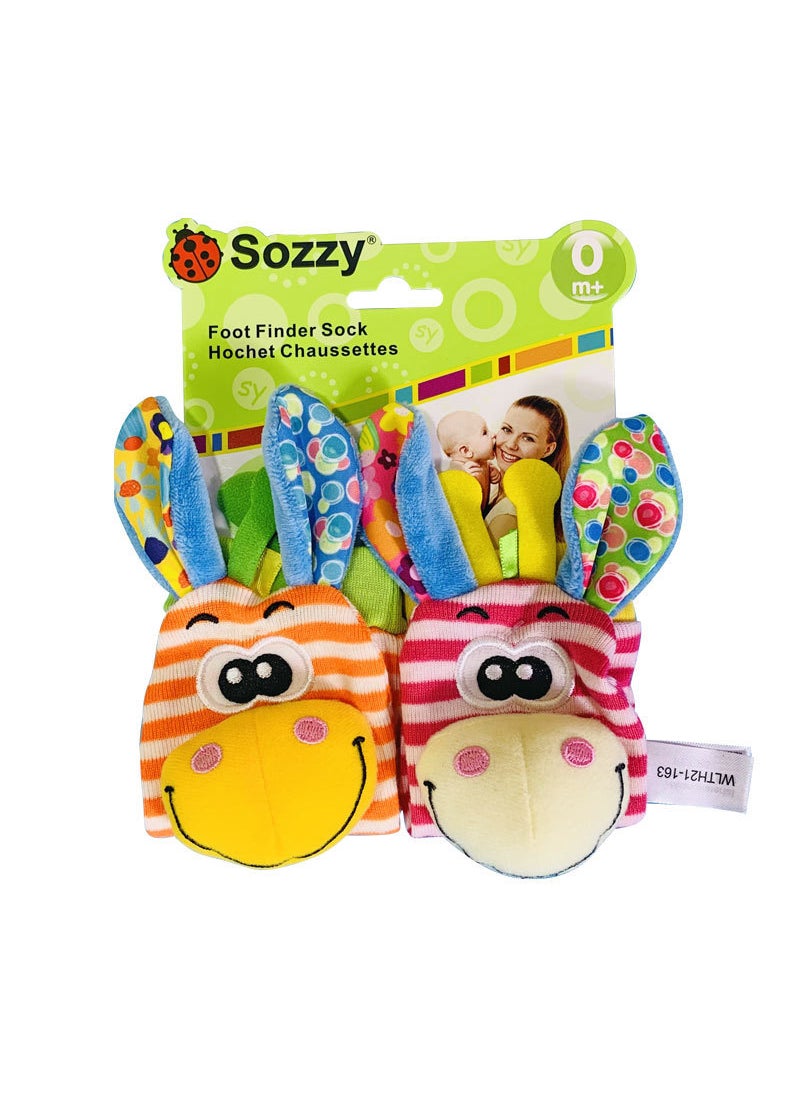 Sozzy Cute Animal Rattle Plush Socks for Babies 0-12M 004 color card socks (double)