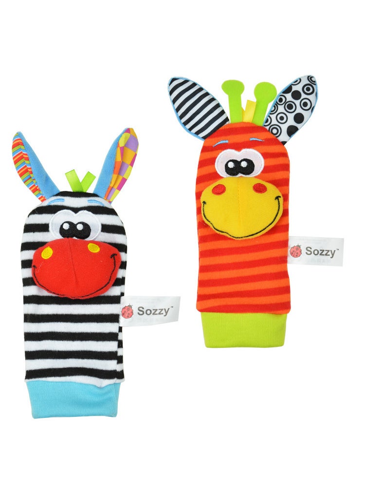 Sozzy Cute Animal Rattle Plush Socks for Babies 0-12M 001 socks (double)