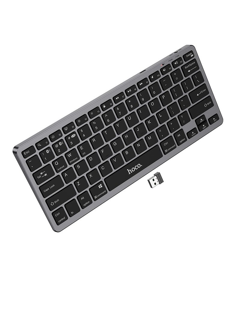 hoco GM32 Wisdom Wireless Dual-Mode Keyboard (English Version) – 2.4G + Bluetooth 5.0, 50-Hour Usage, Compact Design