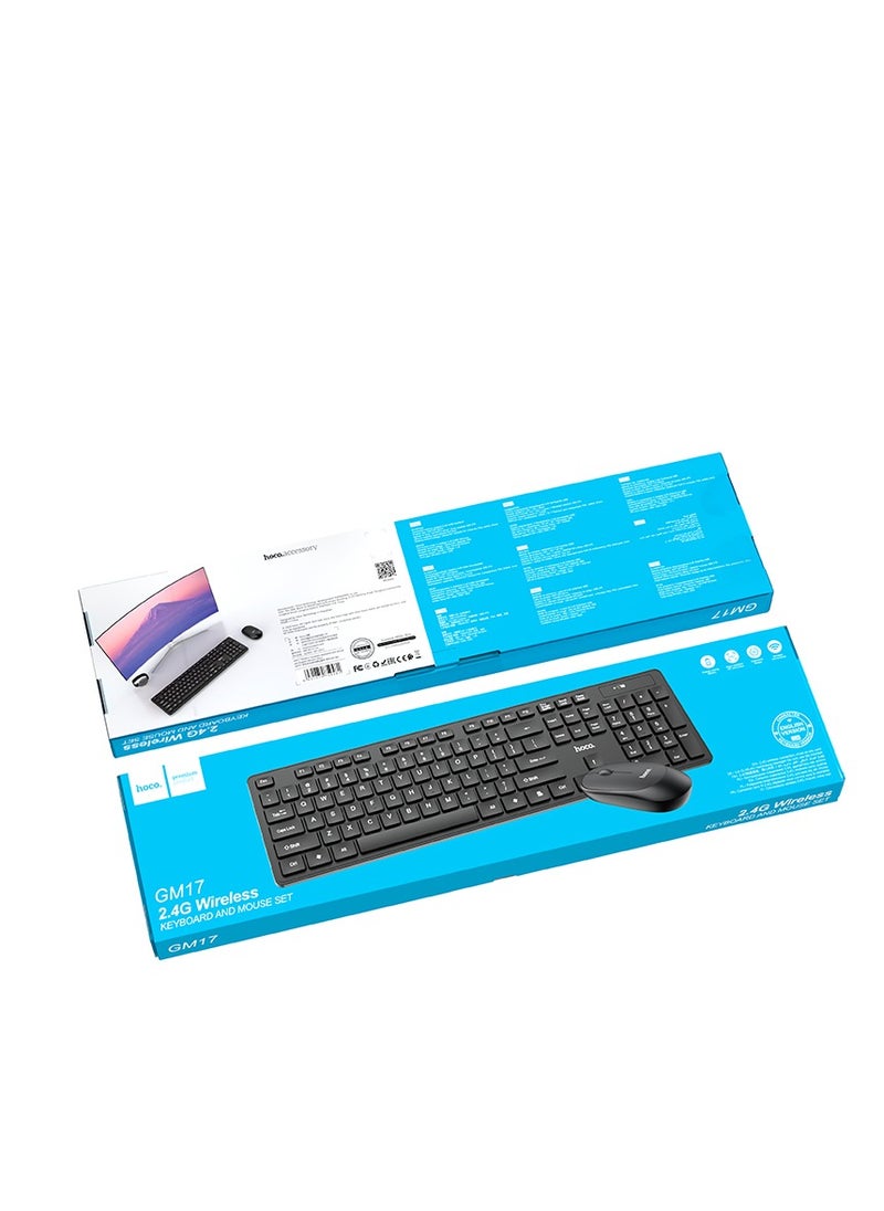 hoco GM17 Wireless Business Keyboard and Mouse Set (English Version) – 2.4G Connection, 104 Keys, Adjustable DPI