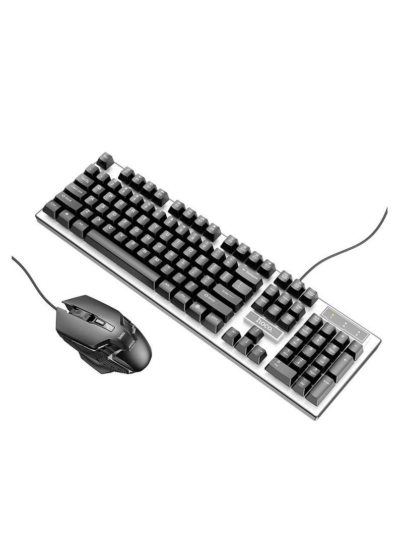 hoco GM18 Luminous Gaming Keyboard and Mouse Set (Russian Version) – Wired USB, Tri-Color Rainbow LED, 104 Keys