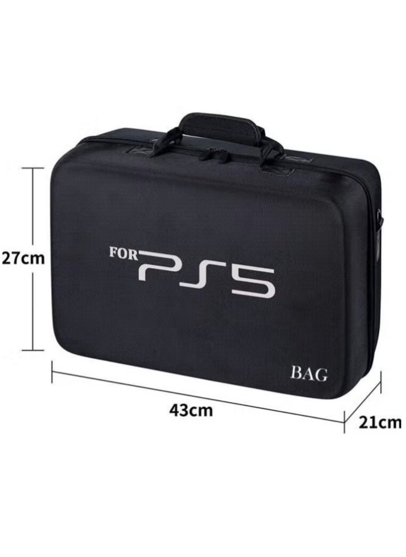 Travel Case Bag for PS5 Shockproof Hard Shell Luxury Waterproof shoulder bag for Playstation 5 Console Digital EVA Storage Organizer for Controllers Cables and Other Accessories Black