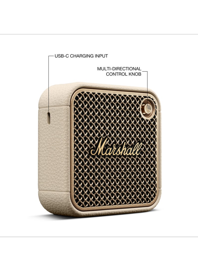 Marshall Willen II Wireless Bluetooth Speaker, over 17+ Hours Playtime, Dust and Waterproof Design (Cream)