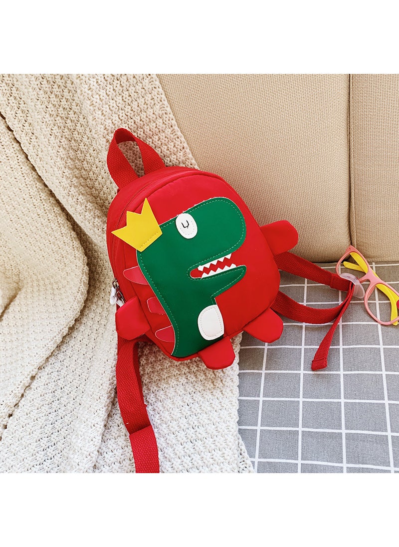 New Kids Dinosaur Backpack Cartoon Student Bag Small red