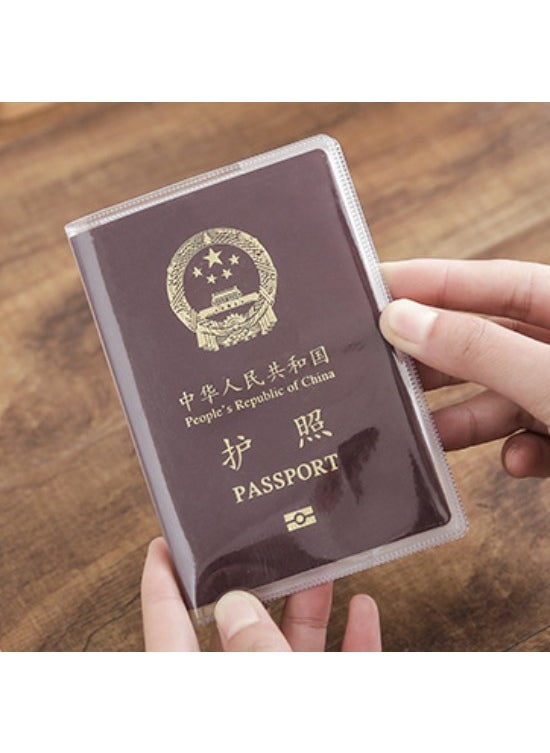 1 x 5 pcs Transparent PVC Passport Cover Protector Frosted with card position