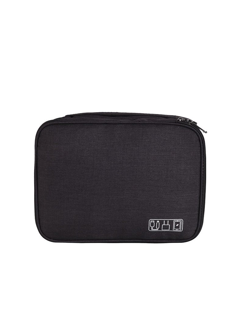 Korean Triple-Layer Gadget Organizer Bag Black