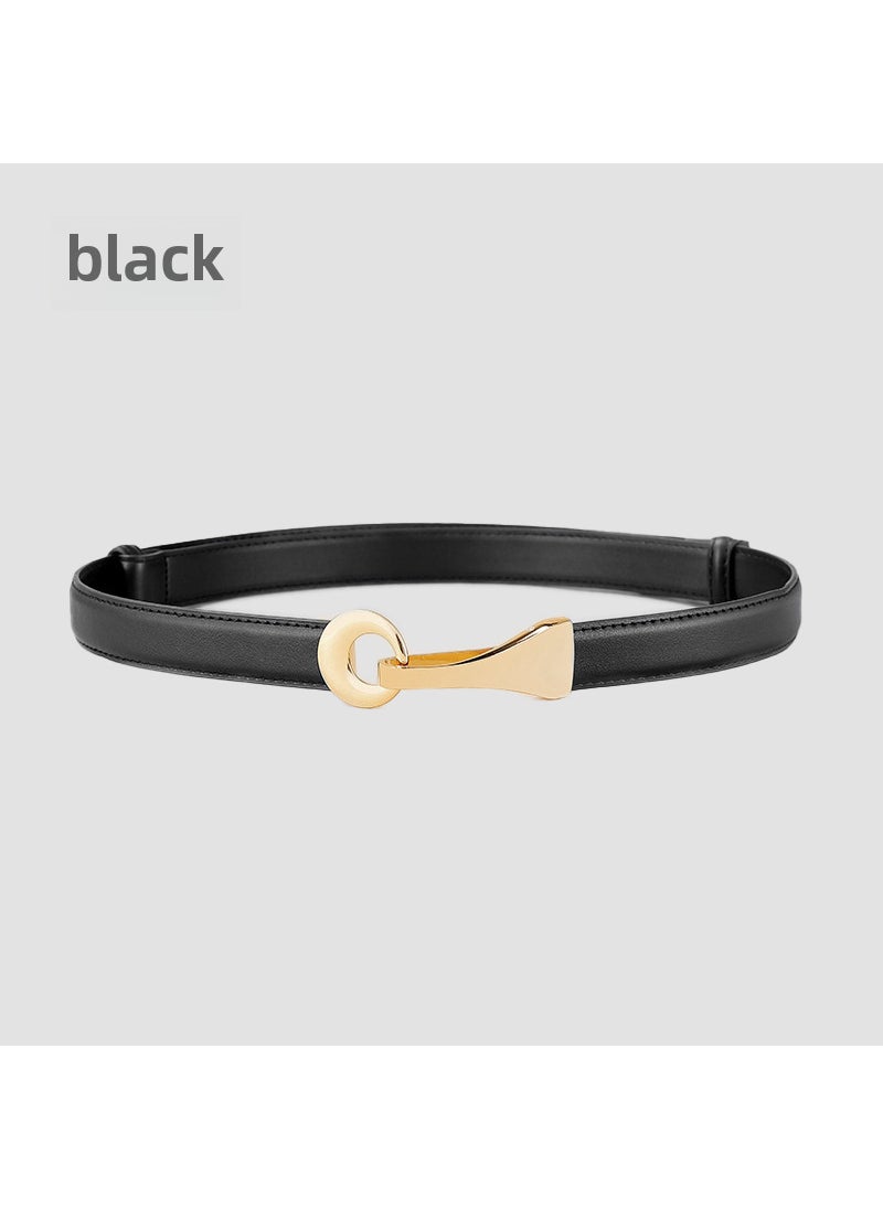 Genuine Leather Belt Womens Dress Thin Belt Suit All-match Leather Belt Thin Womens Fashion Belt Belt 25067-Black