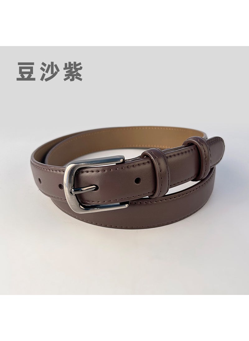 Womens Vintage Leather Belt 25250-purple bean paste