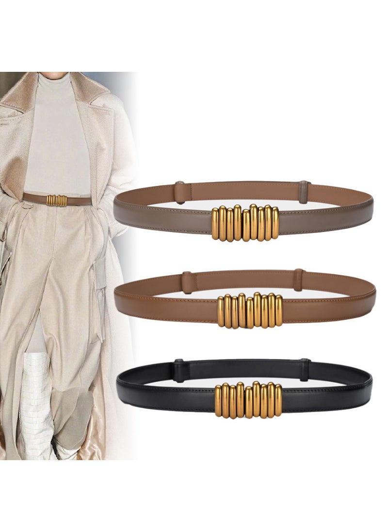 Korean-style Belt Womens Fashionable Adjustable Cowhide Small Waist Seal Womens Genuine Leather Belt Exterior Decoration with Skirt Belt 25307-White