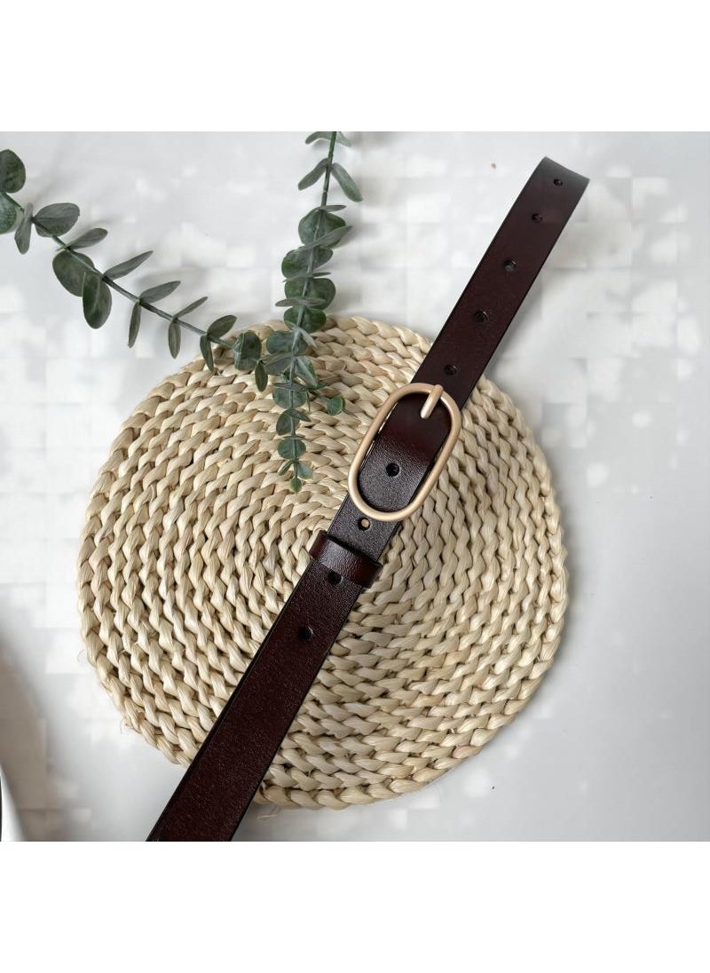 Luxury Skinny Belt Women Versatile Leather Fashion Coffee