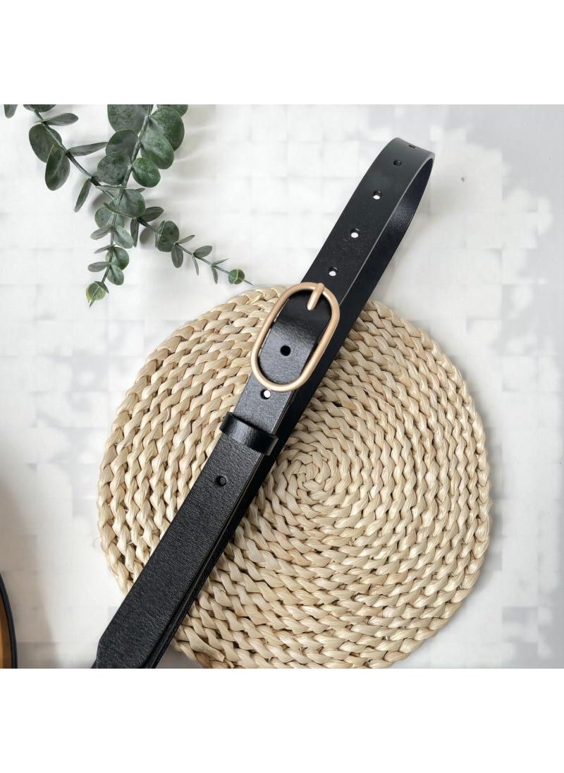 Luxury Skinny Belt Women Versatile Leather Fashion Black