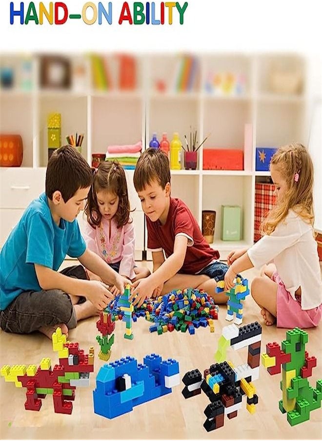 Goolsky Building Bricks 1000 Pieces, Basic Building Blocks with Random Colors, 8 Shapes, 1000Pcs Bulk Building Bricks for Kids Age 3+, Compatible to All Major Brands