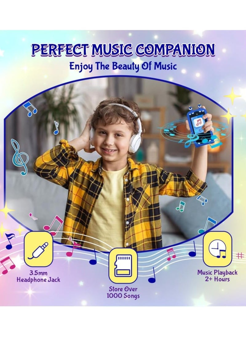 Kids Smart Phone Toys for Girls Ages 3-8 Toddler Play Travel Toys with Dual Camera Educational Learning Game Puzzle MP3 Music Player Birthday Gift for Kids Girls 3 4 5 6 7 8 Year Old (8 GB)-Blue