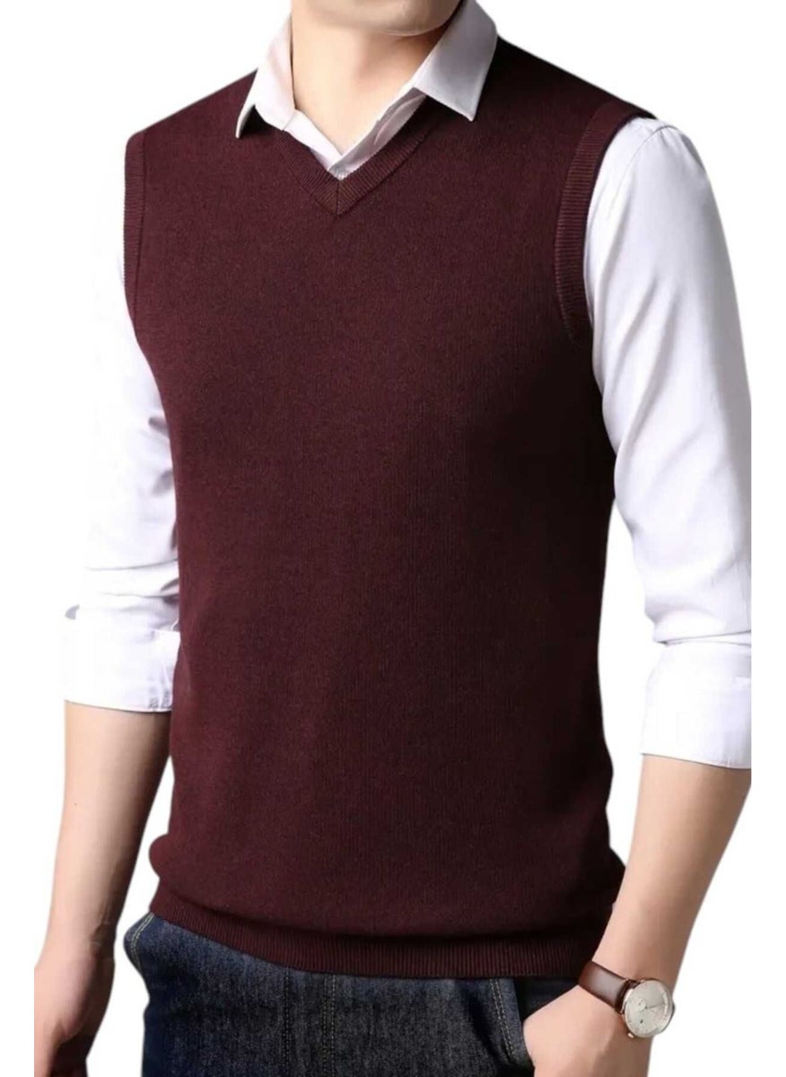 3-Piece Men's V-Neck Knitwear Non-Pilling Sweater Men's Slim Fit Sweater
