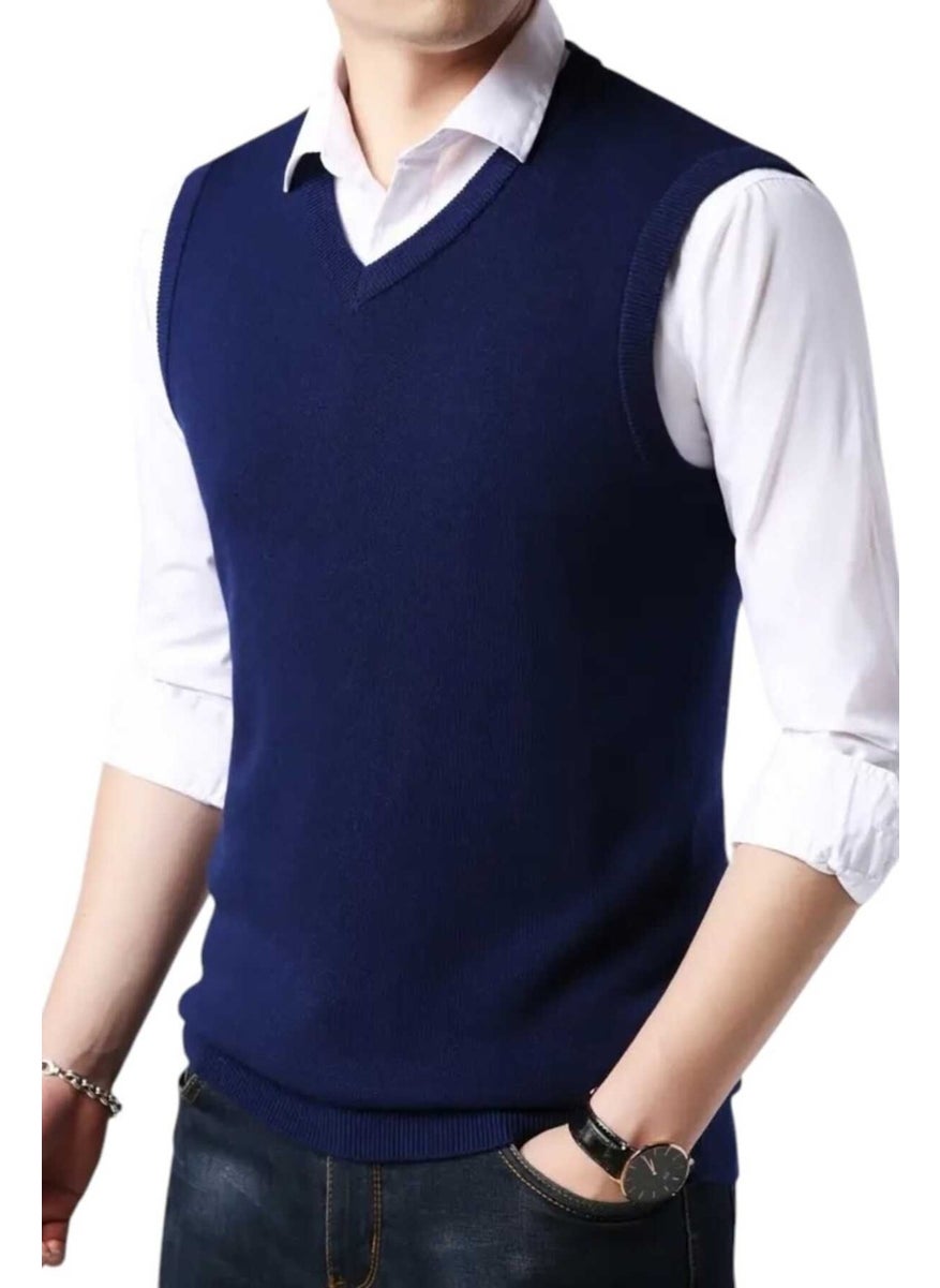 3-Piece Men's V-Neck Knitwear Non-Pilling Sweater Men's Slim Fit Sweater