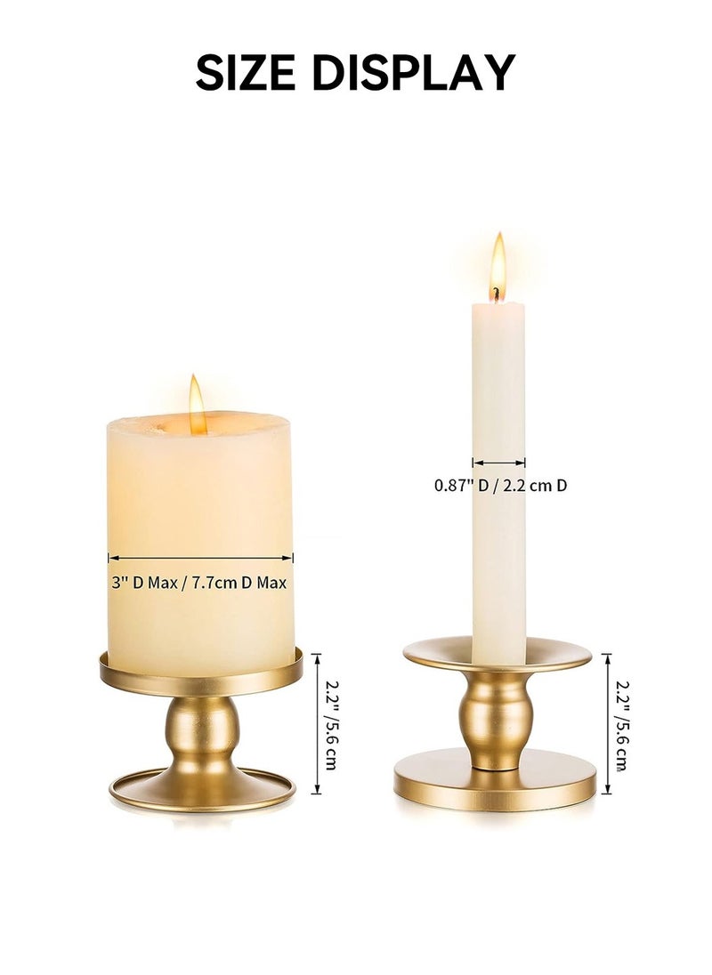 3Pcs Gold Dual-purpose Candle Holders for Pillar Candles and Taper Candle