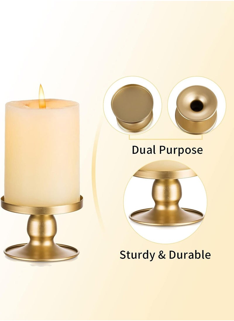 3Pcs Gold Dual-purpose Candle Holders for Pillar Candles and Taper Candle