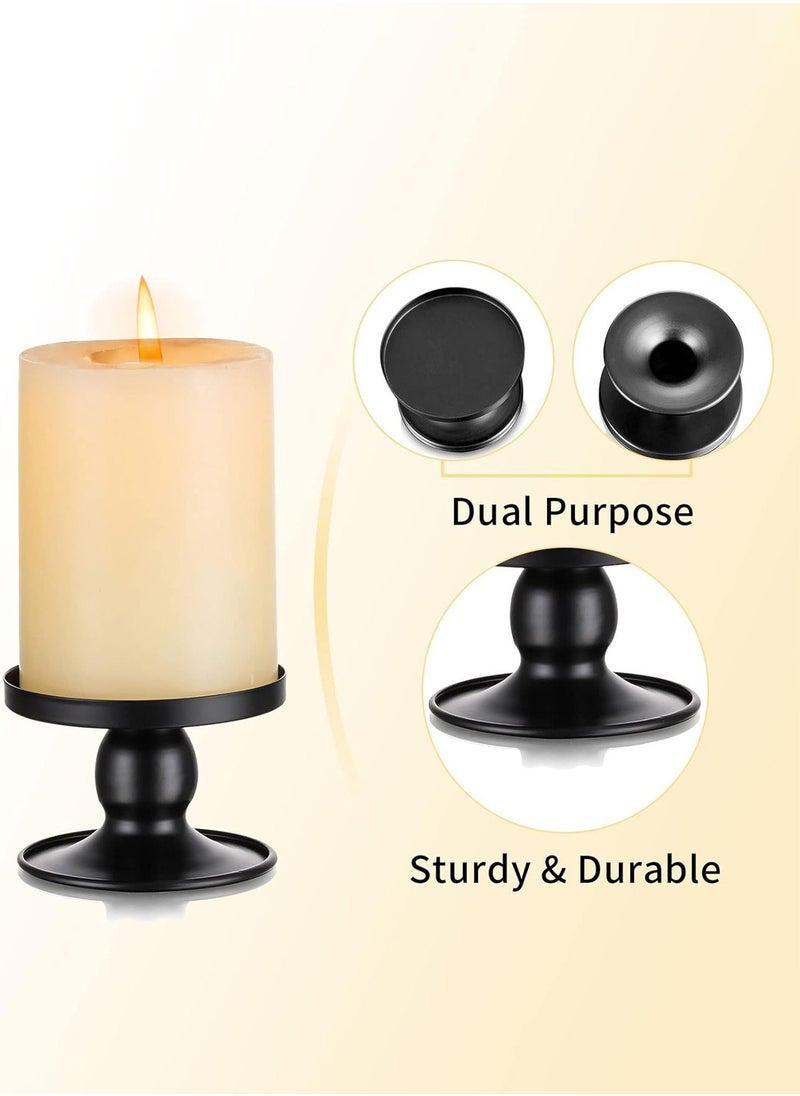 3Pcs Black Dual-purpose Candle Holders for Pillar Candles and Taper Candle