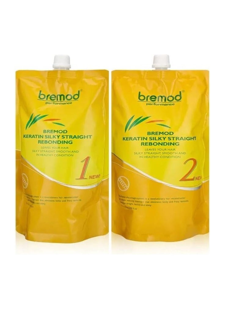 BREMOD Keratin Silky Straight Rebonding Set - For Professional Use Only