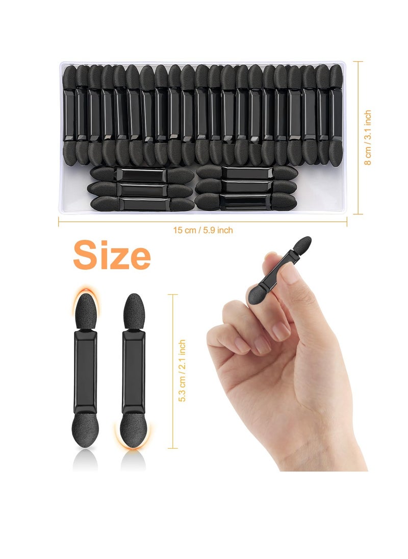 MORGLES 50Pcs Double Ended Eyeshadow Applicators Sticks with Organizer, Disposable Makeup Applicators, Sponge Tip Eye Shadow Brush Bulk