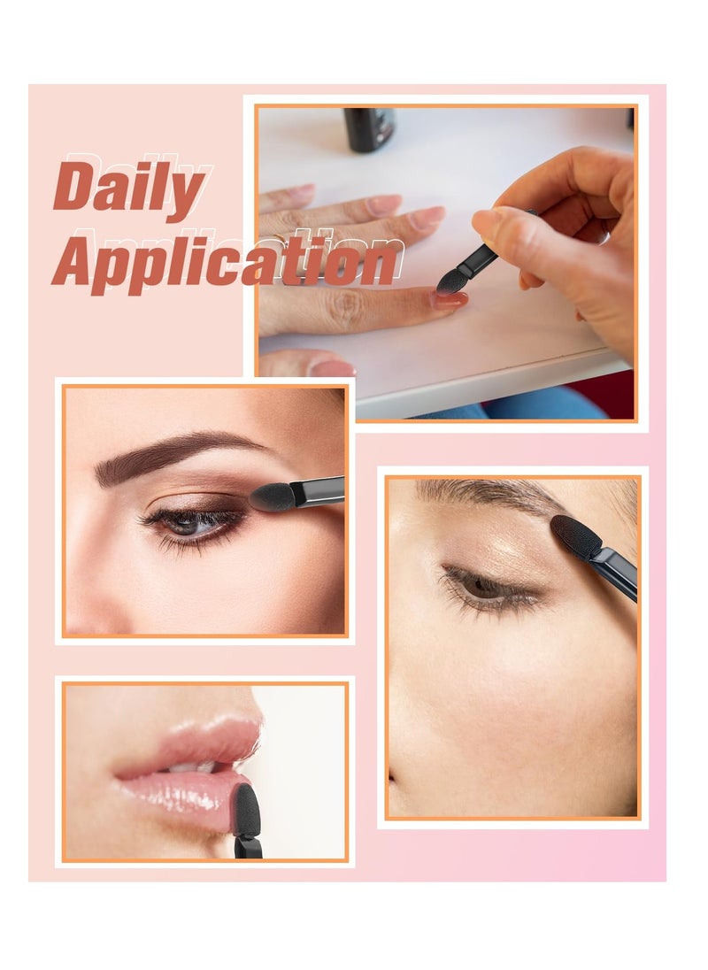 MORGLES 50Pcs Double Ended Eyeshadow Applicators Sticks with Organizer, Disposable Makeup Applicators, Sponge Tip Eye Shadow Brush Bulk