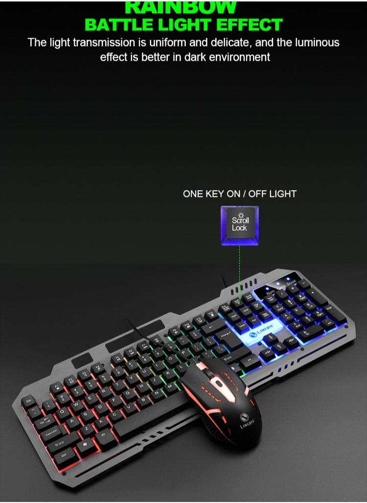 T25 Mechanical Touch Keyboard Esports Desktop Notebook Office Games Wired Metal Keyboard and Mouse Set