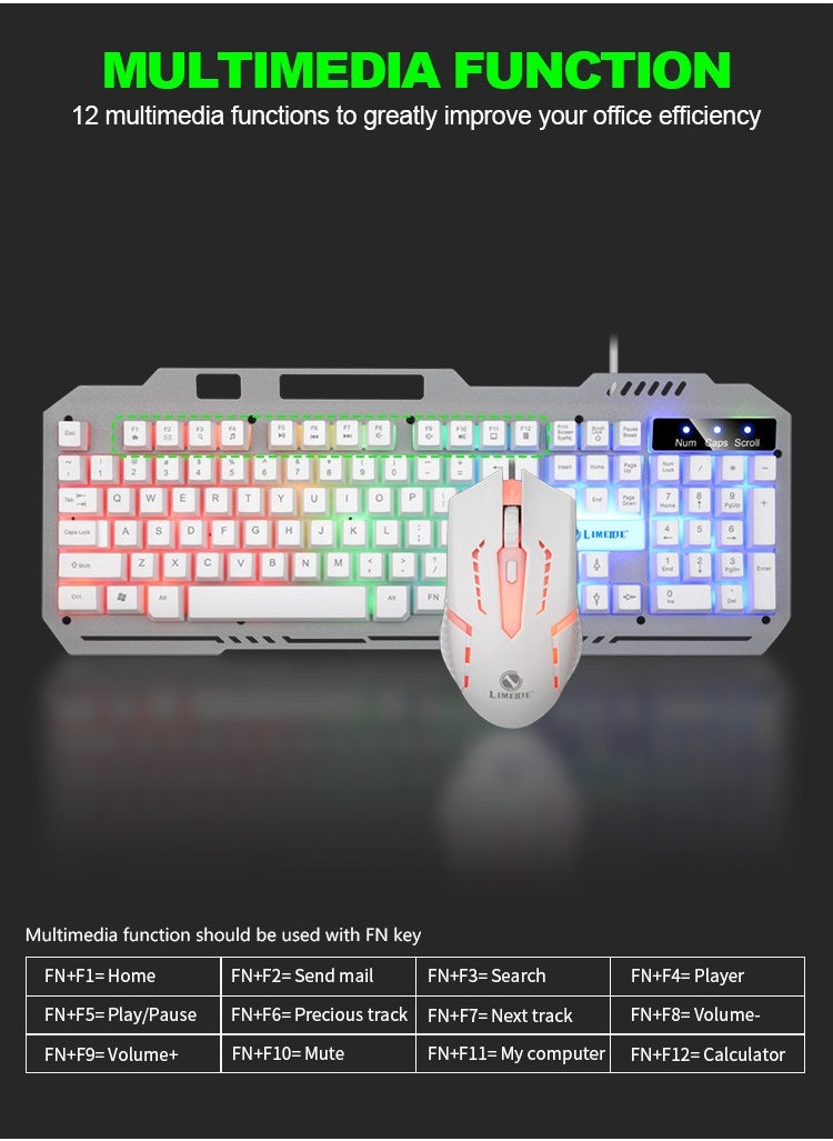 T25 Mechanical Touch Keyboard Esports Desktop Notebook Office Games Wired Metal Keyboard and Mouse Set