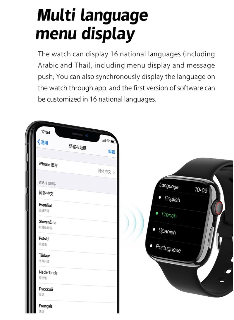 Smart Watch Full Touch Screen X 19PRO MAX Waterproof Sports Watches Silicone Black Strap Support Arabic