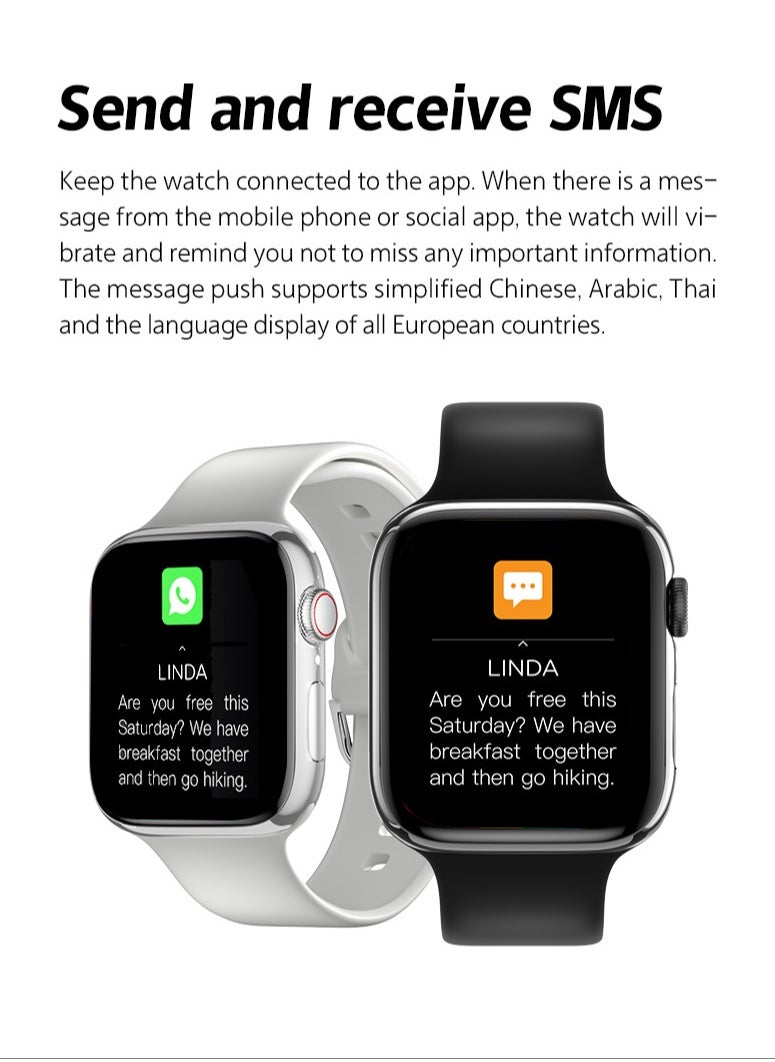 Smart Watch Full Touch Screen Series 8 Waterproof Sports Watch Silicone Grey Strap Support Arabic