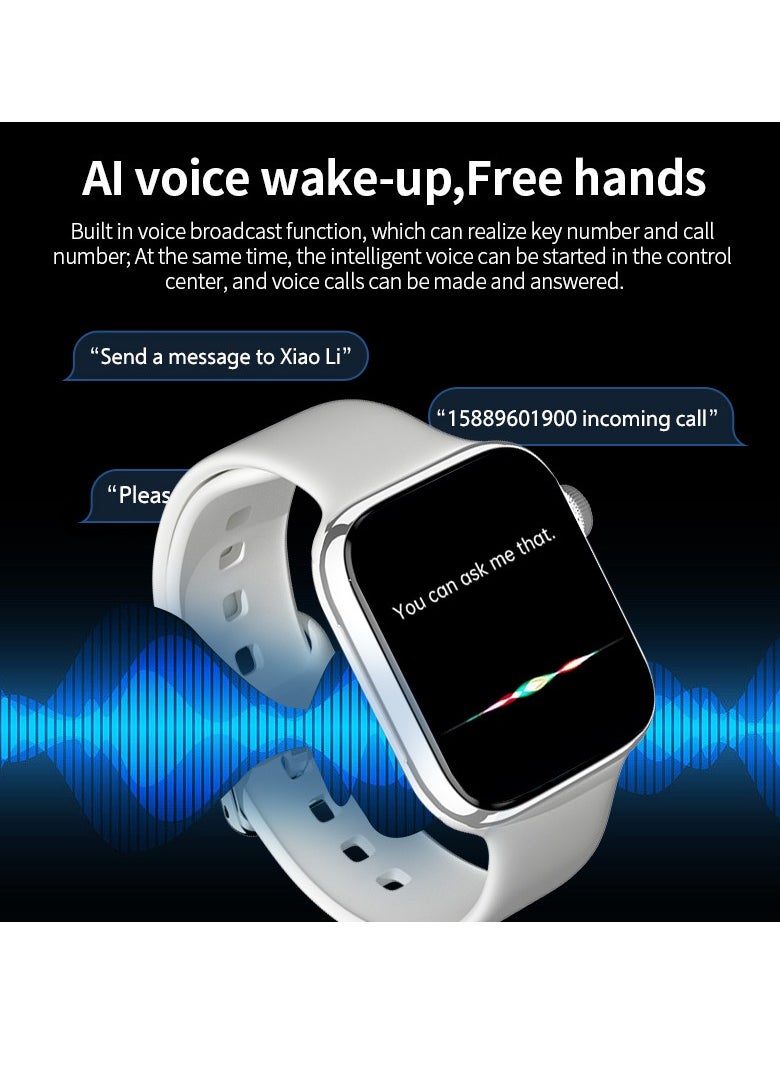 Smart Watch Full Touch Screen Series 8 Waterproof Sports Watch Silicone Grey Strap Support Arabic